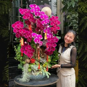 tiểu cảnh hoa lan hồ điệp mix sen đá