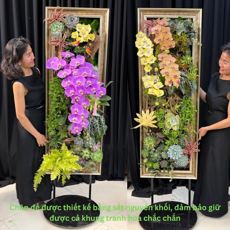 kệ hoa khung tranh hoa lan hồ điệp tươi đẹp bền lâu 